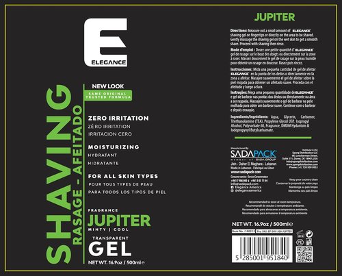 E Elegance Shaving Gel - Minty Cool Jupiter Fragrance for Men & Women | 16.9 Oz Ultimate Smooth Experience