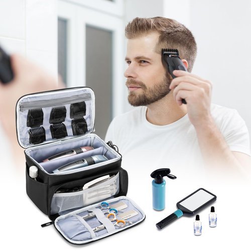 CURMIO Barber Bag for Hair Clippers, Men Trimmer Travel Case Compatible with Andis/Hatteker/Oster Hair Clipper and Hair Cutting Tools, Bag Only