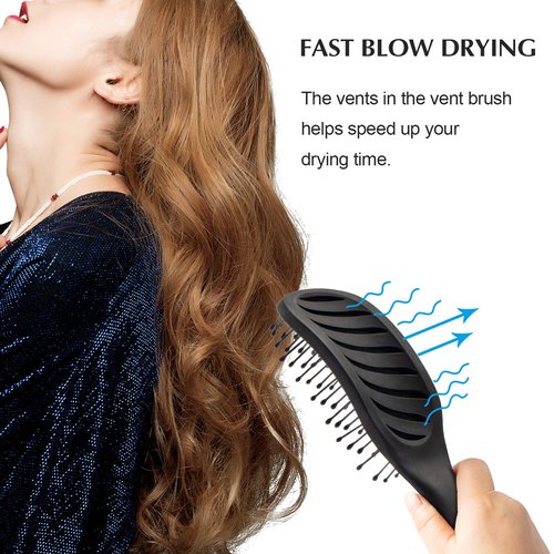 FIXBODY Curved Vent Hair Brush - Detangling & Blow Drying Tool for Short Thick Hair | Unisex, Black