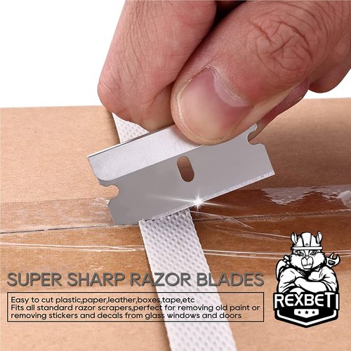 REXBETI 600PCS Single Edge Razor Blades, Industrial , Box Cutter Replacement Blades, Glass Scraper Blades