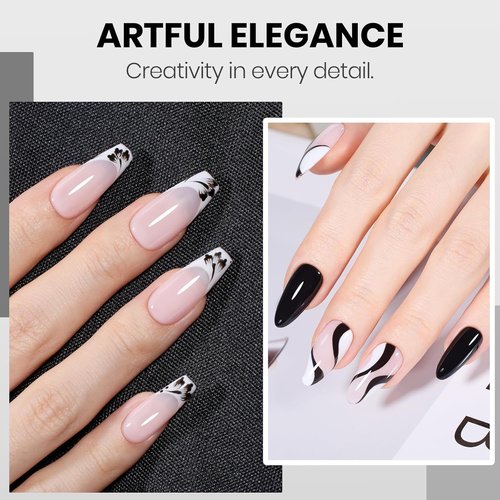 Beetles Black White Gel Polish Kit - 2 Colors Hema Free Soak Off UV Gel Polish Set Same Color Same Bottle Design Manicure Salon DIY at Home for Women