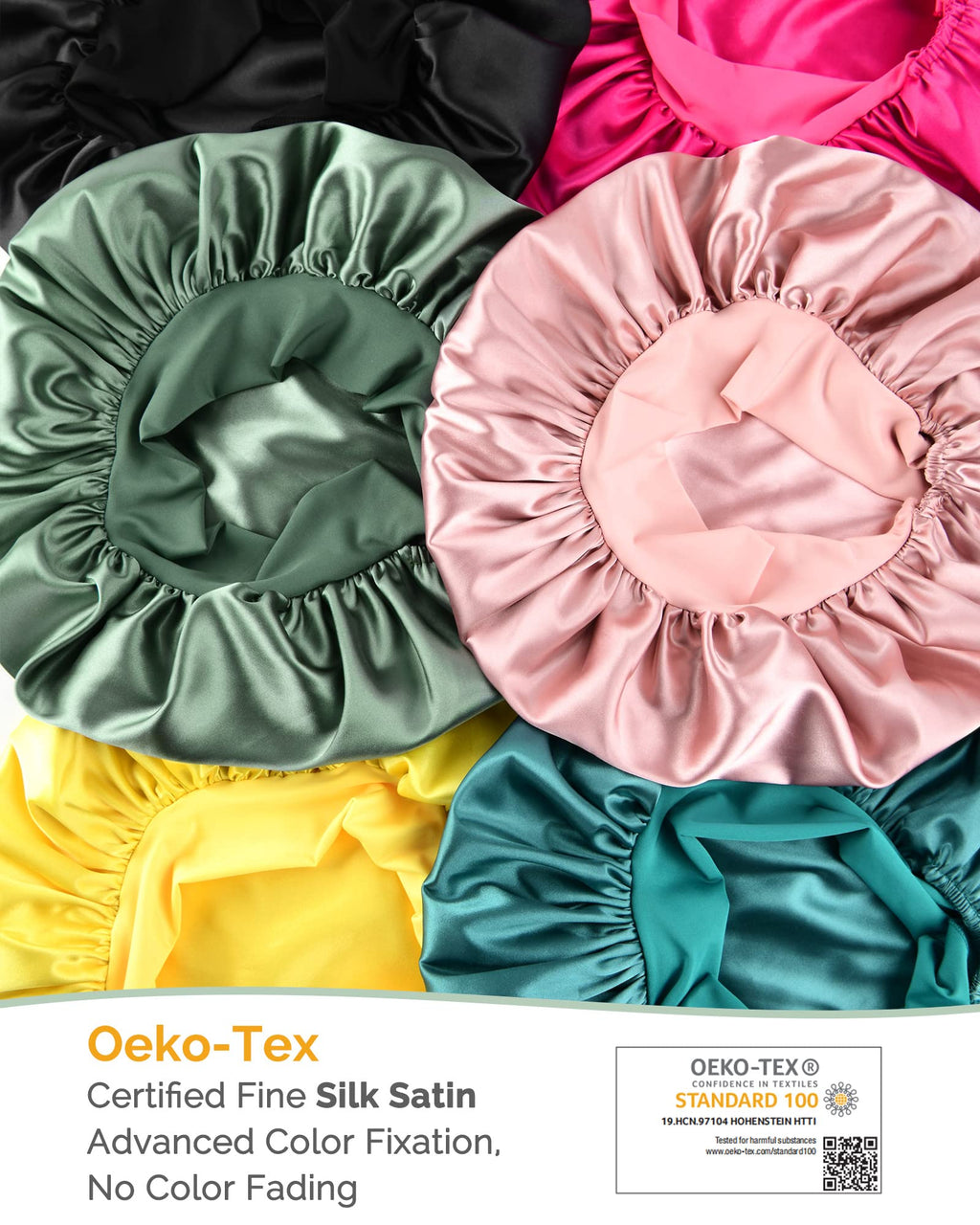 YANIBEST Adjustable Satin Bonnet for Sleeping Women Double Layer Hair Bonnet Reduce Friction Prevent Frizz Natural Curly Hair