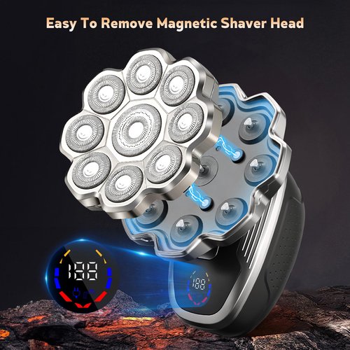 Electric Razor for Men,Head Shavers for Bald Men,Electric Shavers for Men with Wet & Dry Bald Head Shaver 9D Floating, 5-in-1 Body Shavers Comes with Magnetic Detachable Blades