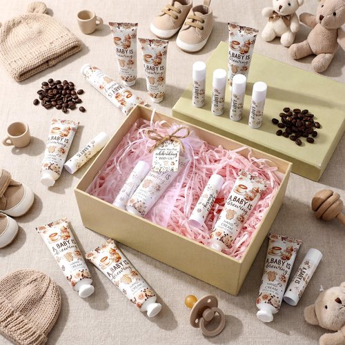 24 Sets a Baby Is Brewing Coffee Hand Cream and Lip Balm Gift Coffee Themed Baby Shower Party Favors for Guest Souvenirs Travel Size Hand Lotion and Lip Balm Bulk Babies Shower Birthday Party Supplies
