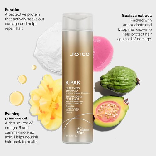 Joico K-PAK Daily Clarifying Shampoo - Remove Chlorine & Buildup | Repair Damaged Hair | Boost Shine with Keratin & Guajava Extract