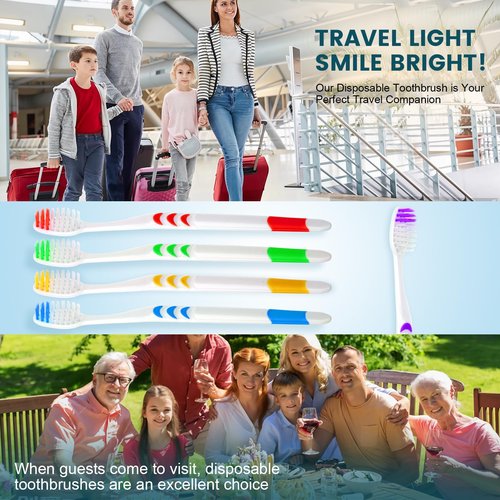 Navona 300 PCS Premium Toothbrushes Bulk, Individually Wrapped Toothbrushes, Disposable Toothbrush, Medium Soft Bristle Bulk Toothbrushe for Travel Hotel Donation, Ergonomics Handle
