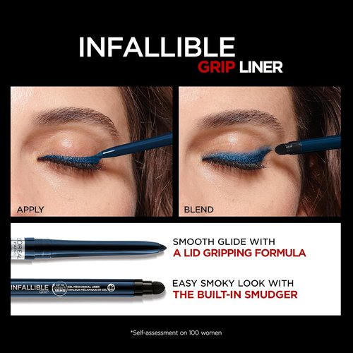 L'Oreal Paris Infallible Grip Gel Eyeliner Pencil - Waterproof, Smudge-Resistant, 36HR Wear, Blue Jersey, 0.01 Oz