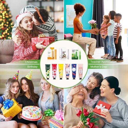 Lip Balm And Hand Cream Gift Set For Women, 6 Lip Balm Bulk + 6 Organza Bags + 6 Hand Lotion, Bridal Wedding Favor for Guests , Christmas Gifts Stocking Stuffers Teacher Appreciation Thank You Gifts