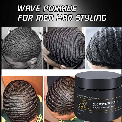 Sashita 360 Wave Pomade - Water-Based Hair Styling Product for Medium Hold & High Shine | 5.29 Oz