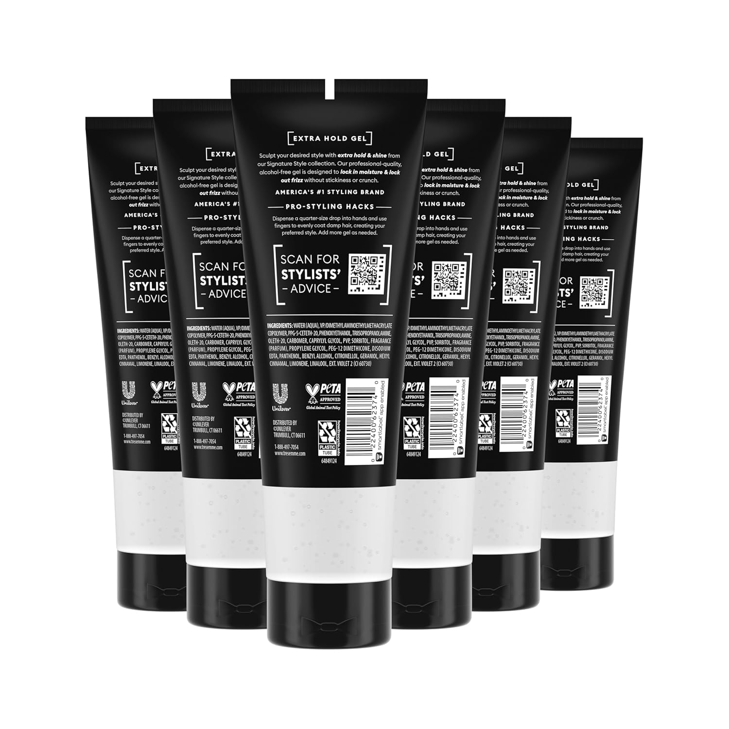 TRESemmé Extra Hold Hair Gel - Alcohol-Free Formula for 24-Hour Frizz Control | 9 oz (Pack of 6)