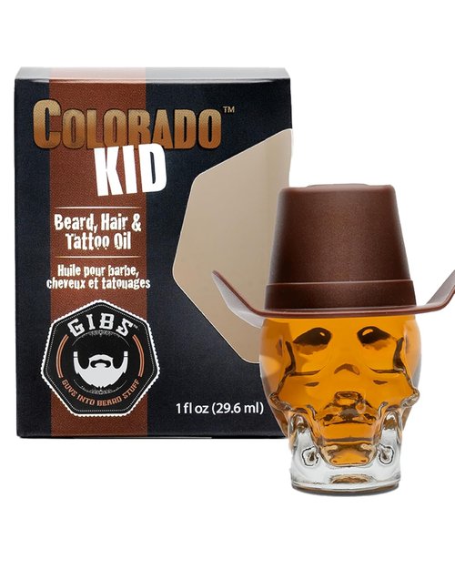 GIBS Grooming Beard, Hair & Tattoo Oil - Nourishing Formula in 1 oz Skull Jar