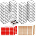 Aemygo 48 Sets Press On Nail Storage Box, Clear Artificial Nail Display Case Acrylic Nail Boxes Press On Nail Packaging Box, Adhesive Double Sided Tape Nail Box for Nail Salon