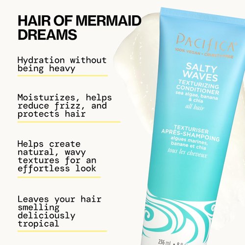 Pacifica Beauty Salty Waves Texturizing Shampoo & Conditioner Set | Effortless Beach Hair | 100% Vegan & Cruelty-Free