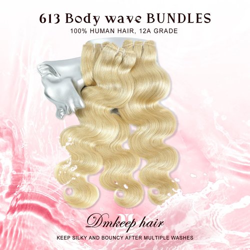 613 Bundles Human Hair 12A Blonde Body Wave Human Hair bundles 100% Unprocessed Brazilian Raw Virgin Bundles Single 613 Weave Extensions for Women 16 Inch