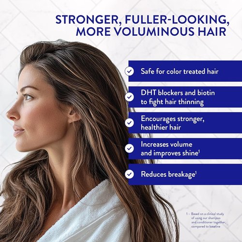 Routine Wellness Anti-Thinning Shampoo & Conditioner Set - Biotin DHT Blocker for Thinning Hair - Color Safe for Healthier Hair - Rose Hips (Pack of 2)