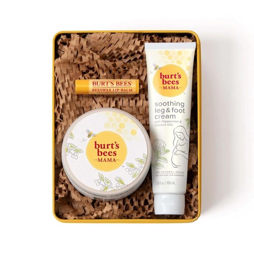 Burt’s Bees Mama Gift Set - Natural Skin Care with Lip Balm, Leg Cream & Belly Butter | 0.15 oz/3.38 oz/6.5 oz