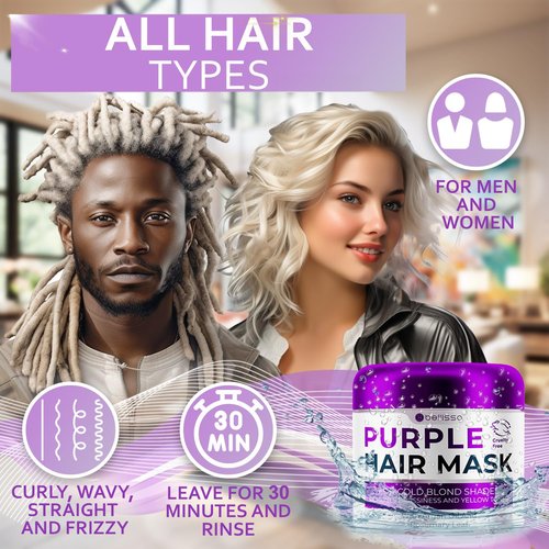 Purple Hair Mask by [Brand Name] - Deep Conditioner & Toner for Blonde, Brassy Hair - Hydrating Repair for Damaged Hair