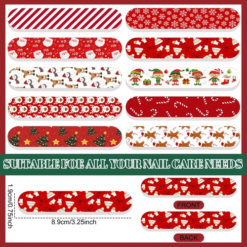 50 Pack Christmas Mini Nail Files Gifts Bulk Holiday Mini Emery Boards Double-Sided Christmas Party Nail Files Favors Bulk Stocking Stuffers for Employee Appreciation Teacher Staff Coworkers (Classic)