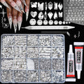 6400Pcs Silver Clear Nail Rhinestones, 600Pcs Multishapes Big Nail Gemstones +5800Pcs 1.5-6.5mm Flat Back Round Crystal Beads with B7000, Nail Decals, Multsize Flat Back Glass Stones for DIY Art