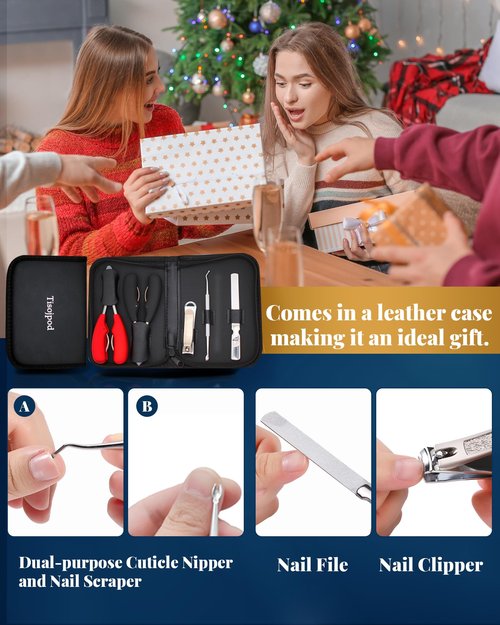 Tisojpod 5Pcs Toenail Clippers Set for Ingrown Toenail & Thick Toenails,Nail Clippers Set for Seniors Men Women,Ingrown Toenail Clippers,Professional Heavy Duty Toenail Clippers for Thick Toenails
