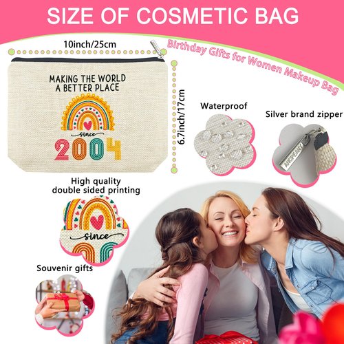 ancpeany 22nd Birthday Gifts for Her Makeup Bag, 2004 Happy 22 Birthday Decorations for Women Her, 22 Year Old Birthday Gifts Ideas for Daughter, Sister, Female, Teenage Girls, Cosmetic Travel Pouch
