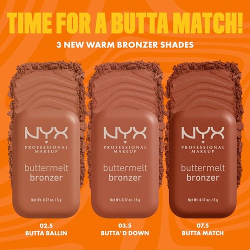 NYX PROFESSIONAL MAKEUP Matte Buttermelt Bronzer - Longwear Vegan Face Makeup, 12-Hour Wear | All Butta'D Up (Light Medium Neutral)