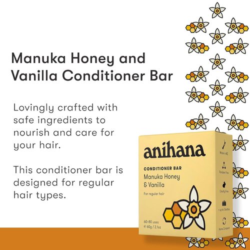ANIHANA Manuka Honey Conditioner Bar - Paraben-Free Solid Hair Conditioner for Natural Shine, 2.1 oz