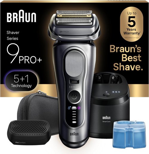 Braun Series 9 PRO+ Electric Shaver - Wet & Dry Razor with Pro SensoAdapt & 6-in-1 SmartCare Center | Silver