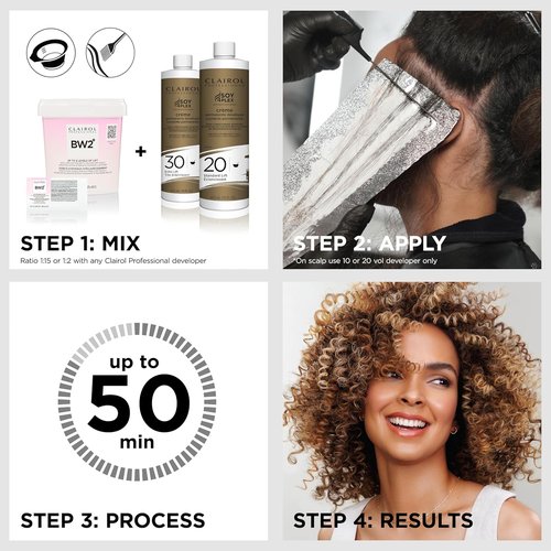 Clairol Professional BW2+ Extra Strength Powder Lightener - Up to 9 Levels of Lift for Hair Highlights