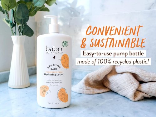 BABO Botanicals Baby Lotion - Fragrance-Free Daily Hydration with Shea Butter & Jojoba Oil | EWG Verified, Vegan, Sensitive Skin