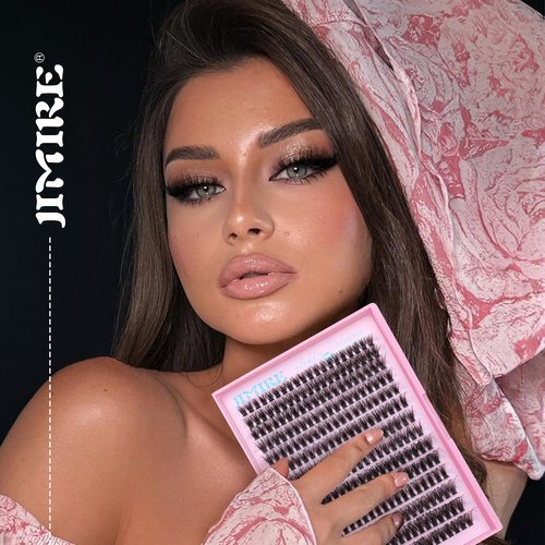 JIMIRE Fluffy Lash Clusters Volume Wispy 50D Thick Mink Eyelash Extensions 9-16mm 280Pcs Individual Lashes Beginners Friendly