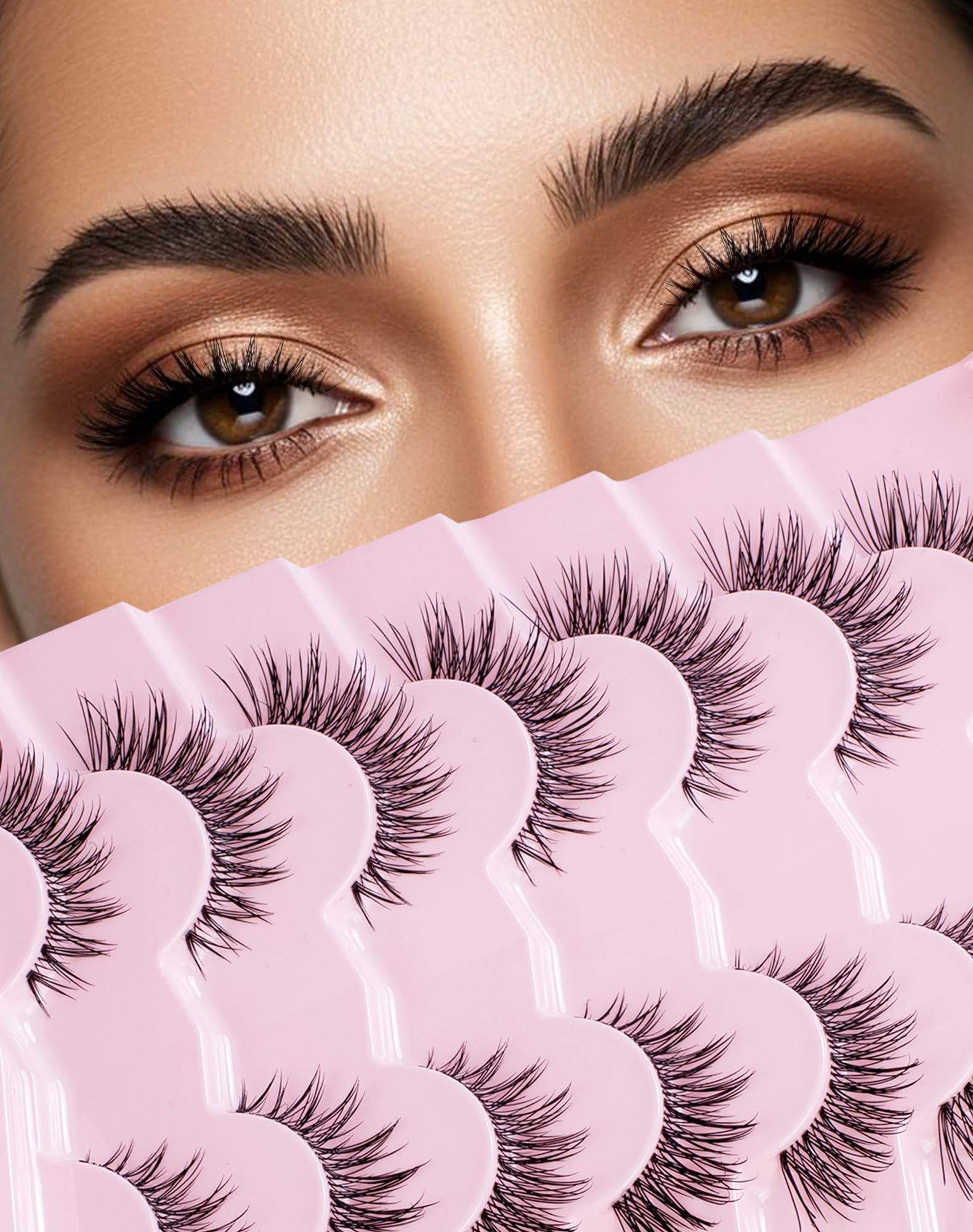 Wispy Natural Lashes Flared False Eyelashes Fluffy Fake Lashes Flared-06
