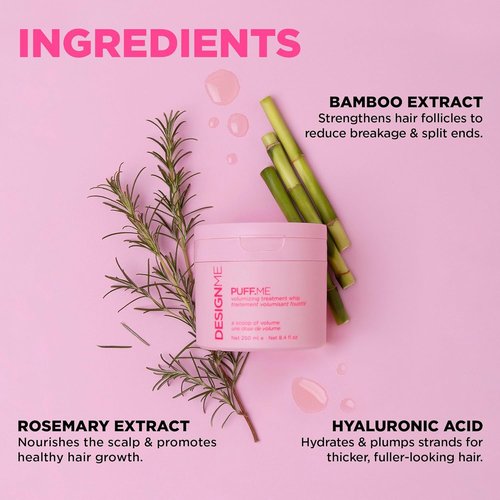 Design.Me PUFF.ME Volumizing Treatment Whip - Lightweight Hair Mask with Hyaluronic Acid for Fine & Medium Hair | Adds Volume & Thickness