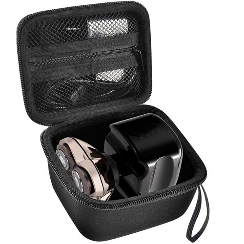 ANKHOH Case Compatible with Skull Shaver Electric Pitbull Pro Razor, Hard Travel Rotary Men Head Shavers Beard Trimmer Storage Bag with Zipper Mesh Pocket for Mustache Grooming Kit,Black-Only Box