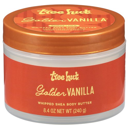 Tree Hut Golden Vanilla Whipped Shea Body Butter, Hydrating & Nourishing Body Lotion with Natural Oils, Moisturizer for Soft & Smooth Skin, 8.4 oz