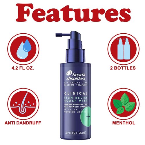 Head & Shoulders Itch Relief Scalp Mist Spray - Leave-In Formula for Dry, Itchy Scalp | 4.2 oz, Pack of 2