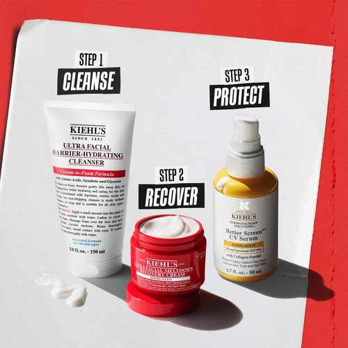 Kiehl's Ultra Facial Recovery Barrier Cream, Lightweight Moisturizing Face Cream, Provides Moisture Boost, Lotion Repairs and Restores Skin Barrier, Suitable for Dry and Sensitive Skin - 0.95 Fl Oz