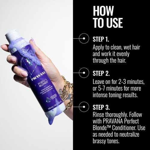 Pravana The Perfect Blonde Purple Toning Shampoo - Neutralizes Brassy Tones | Enhances Shine & Protection | Vegan, Cruelty-Free