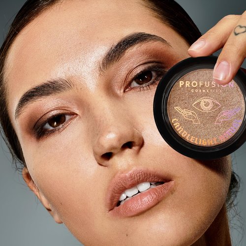 Profusion Cosmetics Candlelight Ritual Highlighter - Richly Pigmented Cream-to-Powder with Gold Shimmer Finish, Vegan & Cruelty-Free
