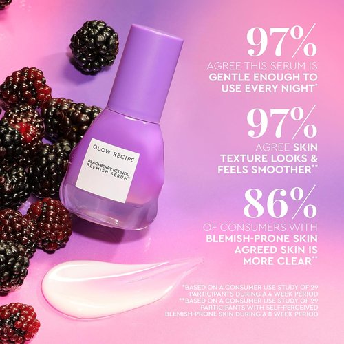 Glow Recipe Gentle Blackberry Retinol Serum - Korean Night Serum for Sensitive Skin, Triple Retinoids & Glycerin (30ml)