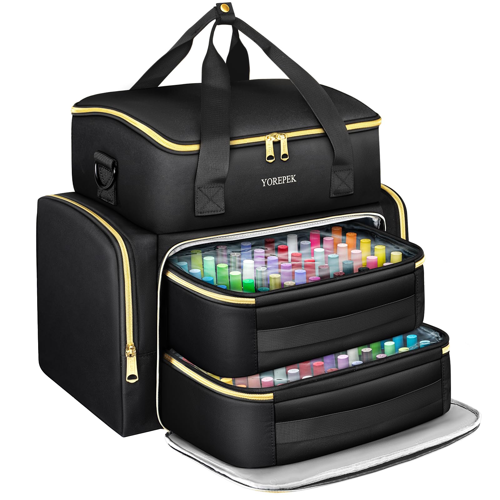 YOREPEK Extra Large Nail Polish Organizer Case Holds 96 to 100+ Bottles (15ml/0.5 fl.oz) UV lamp, Gel Polish Travel Case Bag with 2 Removable Pouches Fits Nail Suppiles, Manicurist Nail Tech Gifts