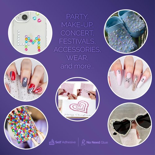 FACEGEM LONDON 15 Sheet Face Gems Rhinestone -SELF ADHESIVE- Rhinestones for Eyes Face Body Nails, Face Glitter, Nail Gems Rhinestone, Face Jewels Rhinestone for Party, Rave Festival, Make up