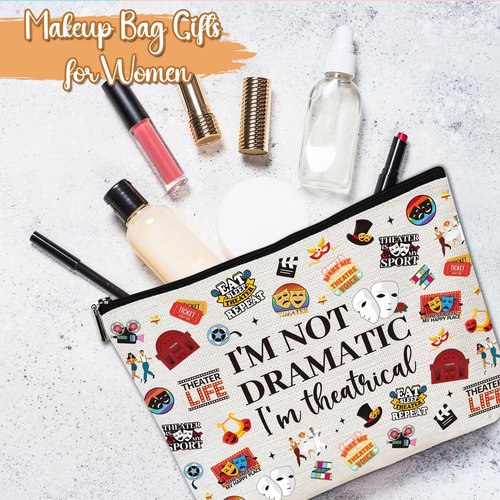Luvsweets Theater Gifts Makeup Bag - Musical Theatre Cosmetic Bags with Zipper, Funny Theatre Broaddway Gifts for Theater Lovers Actors, Women Girls Birthday Christmas Valentine Mother's Day Presents