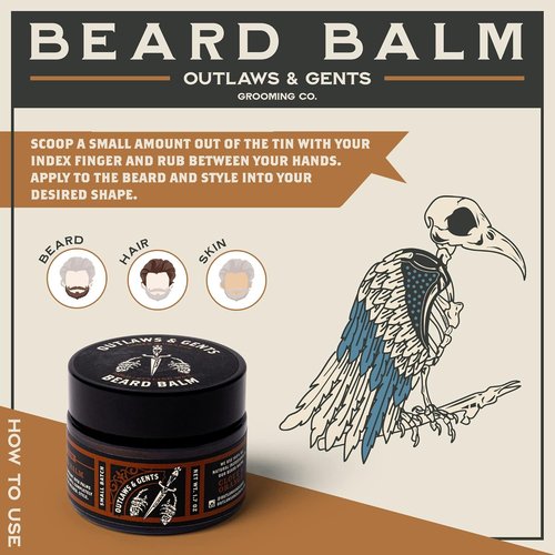 Outlaws & Gents Grooming Co. Beard Balm for Men - Natural Conditioning with Shea Butter & Argan Oil - 2 oz