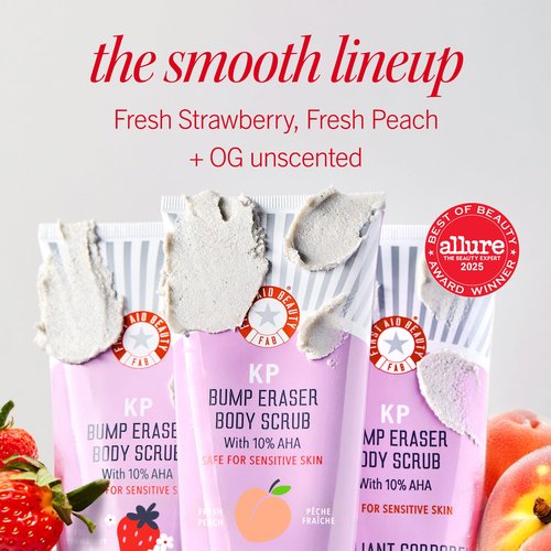 First Aid Beauty - KP Bump Eraser Body Scrub with 10% AHA, Keratosis Pilaris Skin Exfoliater with Glycolic and Lactic acids, Helps Reduce Chicken Skin Bumps, Safe for Sensitive Skin, 10 oz