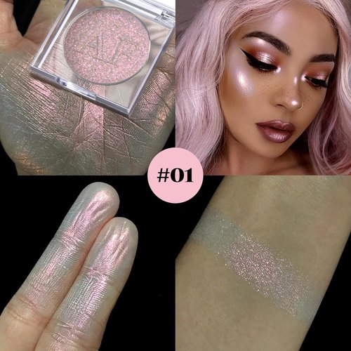 Skiennix Highlighter Makeup Palette - Long-Lasting Formula for Fairy-Like Sheer Glow | Translucent Pink & Silver Shimmer