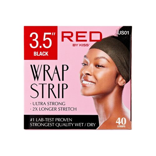 Red by Kiss Hair Wrapping Strip, Ultra Strong 2X Longer Stretch, 40 Strips, Suitable for Wet/Dry Hair, White, Styling Paper for Sleek Hairstyles (3.5", Black, 2 Pack)