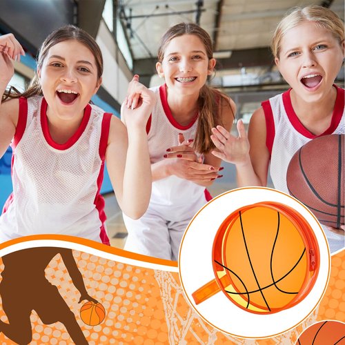 Reginary 12 Pcs Basketball Clear Makeup Bag Cosmetic Snack Bag with Zipper Handle Strap Waterproof Travel Vacation Toiletries Accessories for Friends Women Basketball 2026 Senior Night Team Gift