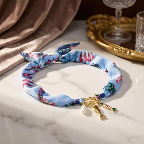CLASSYZINT Scarf Necklace - Heart Charm Choker with Shell Design | Stylish Statement Jewelry