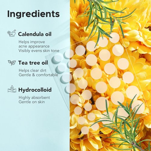 TKTK Pimple Patch Acne Patch, 4 Sizes 280 Patches Acne Absorbing Cover Patch, Hydrocolloid Invisible Acne Patches For Face Zit Patch Acne Dots Tea Tree, Calendula Oil - 2 Pack